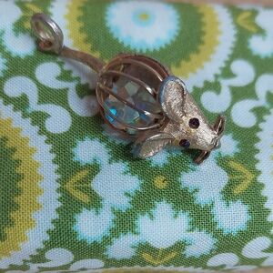 Gold Mouse Pendant with Crystal Accent